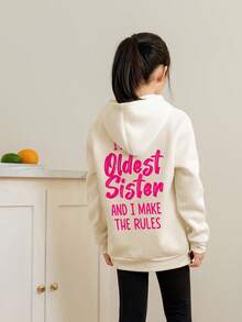 Áo nỉ dài tay in họa tiết, lót giữ nhiệt, dành cho bé gái tuổi teen, thích hợp mặc mùa thu/đông. - Màu be - Xem 2