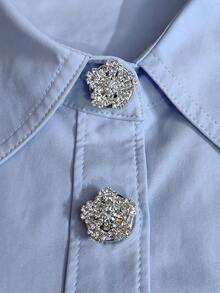 1pc/2pcs Elegant Geometric Pattern Button Set, Shirt Button Set, Clip Button Set, Fashionable Crystal Cufflink Set, Suitable For Tuxedo And Wedding Dress Decoration - Flowers - View 3