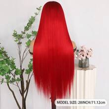 360 Full Lace Front Wig For Women Ginger Orange Long Straight Hair Wigs Pre Plucked Hairline Heat Resistant Fiber Soft Dark Orange Colored Wig Glueless Free Part HD Lace Natural Look Full Lace Synthetic Hair Replacement Wigs For Women & Men All Ethnicities, Party & Daily Wear 180% Density 30 Inch - 紅色 - 查看 7