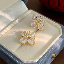 Forest Style  Flower Metal Bowknot Earrings French Retro High-End Earrings Exquisite Light Luxury Fashion Ear Jewelry - E6357 Silver Needle - Silver - View 15