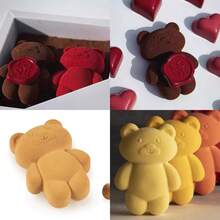 1 szt. Silikonowa foremka w kształcie serca, zagęszczony kosz kwiatowy, czekoladowy budyń cukierkowy, galaretka, francuski mus deserowy, narzędzie do pieczenia ciasta, mała forma do ręcznie robionego mydła w kształcie misia, cylindryczny kosz warzywny, domowy prezent na Walentynki, Dzień Matki, Wielkanoc - Wielokolorowe - Zobacz 10