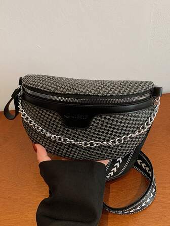 时尚百搭女士水钻单肩包，可调节肩带迷你斜挎包，闪亮胸包/腰包