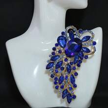Creative Alloy Rhinestone Large Glass Brooch Versatile Exquisite Women's Clothing Chest Flower Accessories - 彩色 - 查看 2