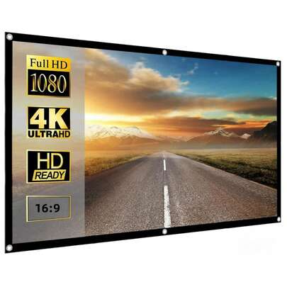 72-tums 16:9 4K-filmprojektionsduk, 16:9 HD-vikbar, bärbar, skrynkelfri dubbelsidig 72-tums projektionsduk för inomhus/utomhusbruk, lämplig för hemmet, festen, kontoret, klassrummet och andra tillfällen.