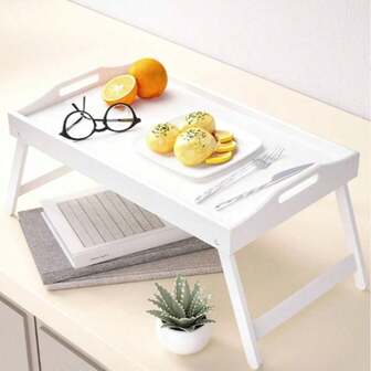 Multifunctional Solid Color Folding Tray, Afternoon Tea Dessert Casual Dining Plate, Slouchy Breakfast Tray, Bed Tray, Folding Leg Bamboo Laptop Desk, Sofa Breakfast Tray, Dining Plate