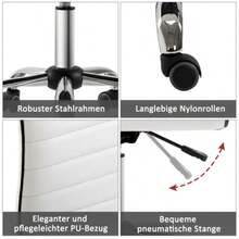 HOMCOM Office Chair Without Armrests, Height Adjustable 78-90 Cm, Cosmetic Chair, Up To 120 Kg, Leather, White - White - View 6