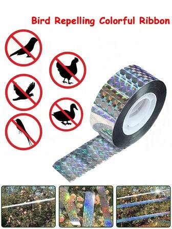 1 rollo de cinta reflectante altamente reflectante para ahuyentar a las aves - Cinta repelente de plagas para exteriores duradera, cinta repelente de aves, cinta reflectante repelente de aves audiovisual, cinta intermitente de doble cara - Solución fácil para ahuyentar a las aves en árboles, jardines, hogares, granjas, patios, balcones y granjas