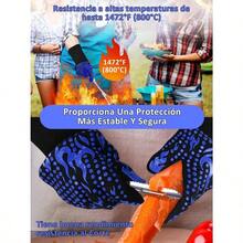 YQQ 2Pcs Guantes de Barbacoa 1472℉/800℃ Guantes Asador de Parrilla Guantes de Horno Aislamiento Térmico Altas Temperaturas Guantes de Cocina Antideslizantes para Barbacoa Cocción Horneado Azul2179 - Azul - Ver 4