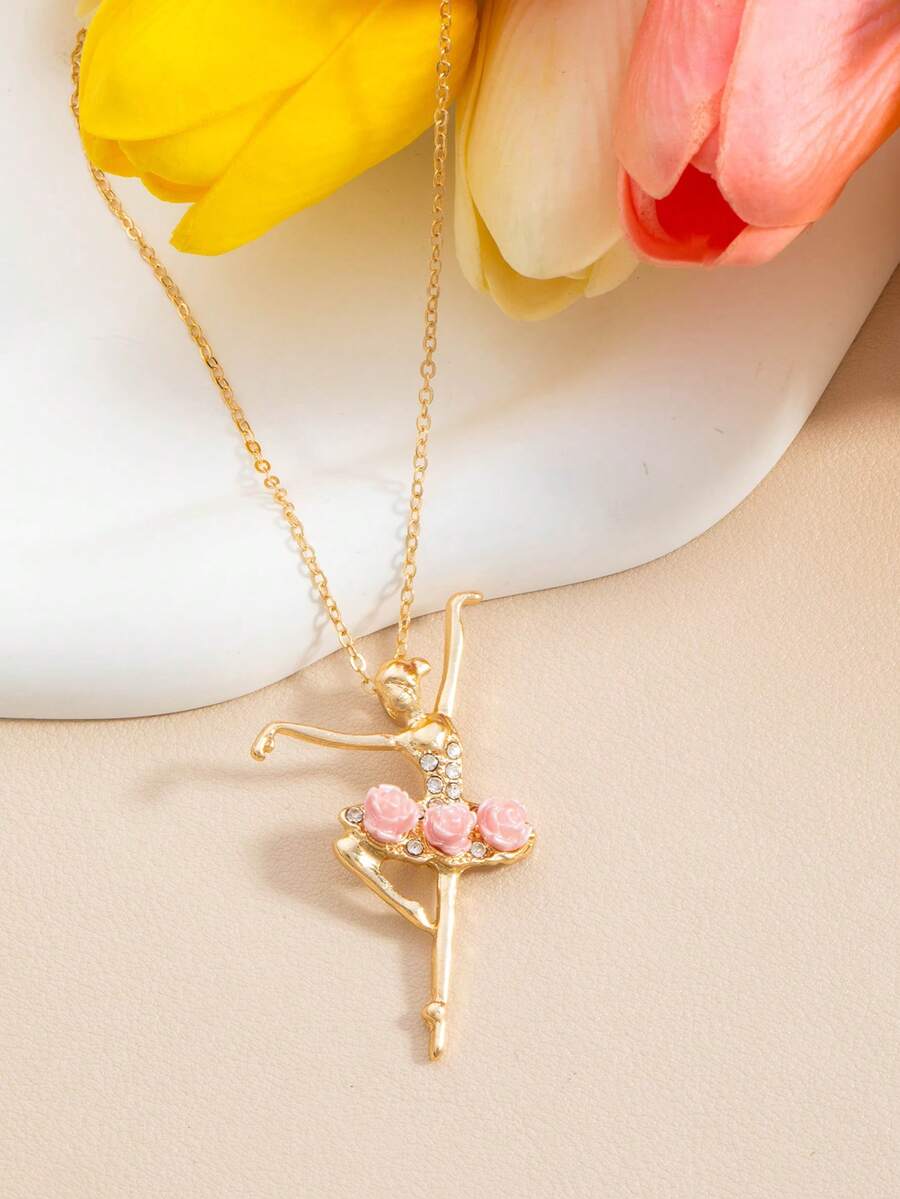 1pc Elegant & Cute Ballet Girl Pendant Necklace For Women - Multicolor 1 - View 1