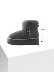 Women's 1.96 Inch Platform Ankle Winte Snow Boots Genuine Suede Classic – Faux Fur Lining Water-Resistant With DIY Bows,, Memory Foam Insole, And Anti-Slip Outsole Christmas Holiday Festive Grey Boots - 灰色 - 查看 2