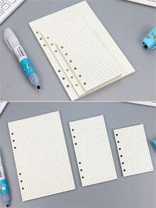 2/1pc A5/A6/A7 Loose Leaf Refill, 6-Hole Notebook, Includes 45 Sheets (90 Pages) Memo Paper, Grid Notebook Refill, Manual Refill, Loose Leaf Refill. Suitable For Student Note-Taking And Office Records. School Supplies - White - View 5