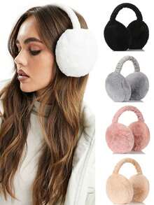 Soft Plush Foldable Earmuffs - Unisex Comfortable Ear Warmers For Winter Outdoor Activities,Back To School.Christmas Gifts,New Year - 灰色 - 查看 6