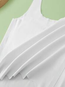 女童 8-12 岁休闲运动文胸，无缝防漏，夏季吊带背心 - 白色 - 查看 5