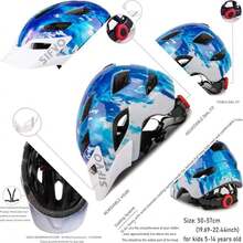 Kids Bike Helmet with Cool Visor, Adjustable & Lightweight for 5 - 14 Year Olds Riding Bikes - Azul Marino - Ver 1