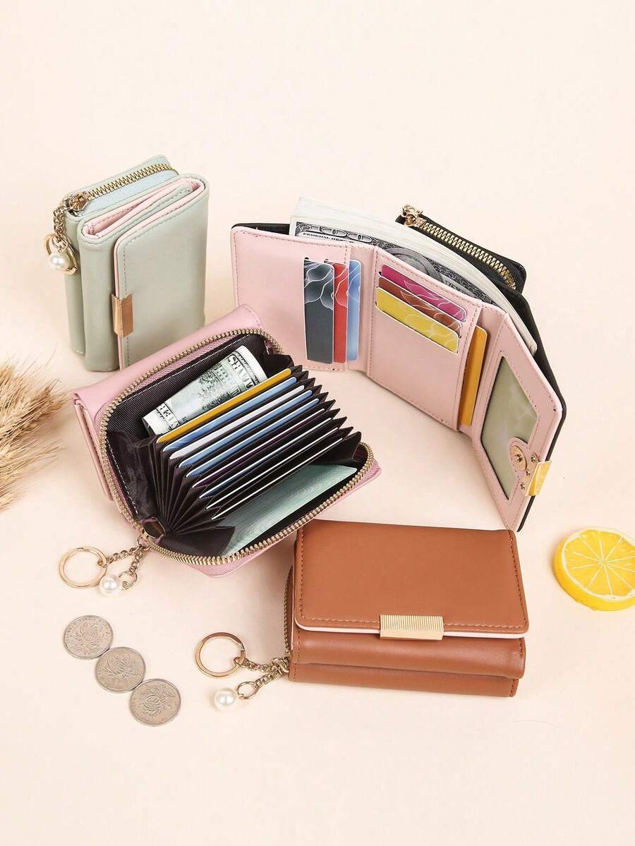 复古纽扣钱包 商务休闲多卡位零钱包 便携式三折短款钱包 复古拉链钱包 时尚纽扣女士钱包 适合日常外出购物 女士钱包 迷你钱包 钱包 小钱包 可爱钱包 钱包钥匙扣 可爱小物 复古钱包 - 粉色 - 查看 1