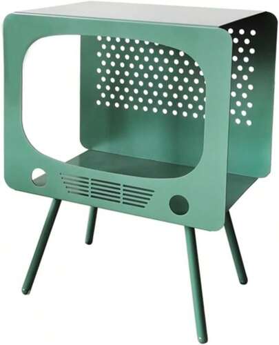 Homary TV Geometry Sculpture Side Table, Modern Design Home Decor Display Shelving Unique End Table (Green)