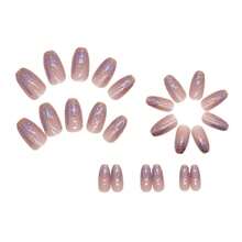 4 Boxes 96Pcs Short Squoval Press On Nails 24PCS Ultra Sparkle Aurora Purple Pink Press On Nails, Short Ballerina False Nails With Galaxy Star Glitter & Holographic Design, Edgy & Glam Fake Nails For Women & Girls, Ready-To-Wear For Party, Concert, Festival & Night Out.Nail Supply,Nail Kits,Nails>Short,Nails Press On Acrylic. - 粉紅紫色196 - 查看 3
