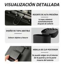2 Cubo de Basura para Coche con Tapa, Mini Bote de Basura Portátil para Auto, Bote de Basura Peque?o, Bote de Basura Impermeable para Coche, Oficina, Hogar, 5 Rollos de Bolsas de Basura - albaricoque - Ver 4