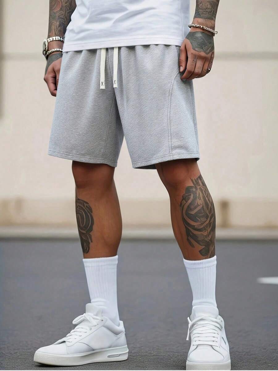 2025男士夏季休闲时尚短裤 - 灰色 - 查看 1