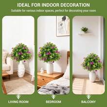 Hodeffior Lot de 2 boules de buis artificiel de 60 cm avec fleurs rouges – Arbustes artificiels résistants aux UV avec piquets de fixation, décoration idéale pour jardin, terrasse, véranda et intérieur. - Prune - Voir 3