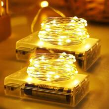 6-Piece Set Of Warm White Fairy String Lights For Christmas Decorations, Battery Powered, 39 Feet Total, 120 LED Mini Battery Powered Flashing Firefly Lights, Excellent DIY Choice, Party Lights, Valentine's Day Gift Lamp, Surprise Atmosphere Lights,It Can Be Set For 6 To 18 Hours - 暖白色 - 查看 6