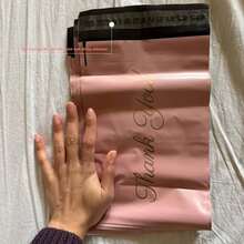 20/50个装优雅粉色“谢谢”礼品袋，自粘防水封口设计，快递袋，新款加厚易撕袋，粉色包装袋，自粘袋，防水快递袋，加厚物流快递包装袋，邮寄袋，适用于派对礼品包装 - 彩色 - 查看 5
