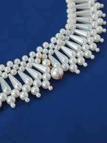 Elegant Vintage Style Multi-Layer Tassel Faux Pearl Women Shoulder Chain - Suitable For Weddings And Parties - White - View 10