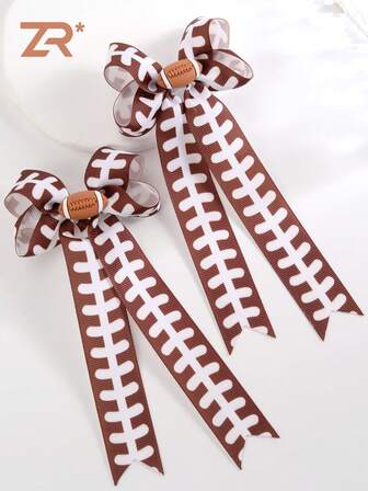 2個 布製フットボール型ヘアクリップ、長いテール デザイン、女の子とティーンエイジャーに適しています、カジュアルスポーツファンのギフト、女性用ヘアアクセサリー、クロークリップ、ヘアスライド、ヘアバレット