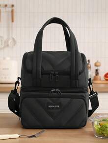 12L Large Capacity Outdoor Picnic Lunch Bag With Adjustable Shoulder Strap, Double Layer Large Cooler Tote Bag, Waterproof Thermal Insulated Food Container Bag For Adults, Portable Lunch Box Carrier Small Lunch Bag Fruit Snack Storage Handbag Suitable For Female Male Work Travel Hiking Picnic Handbag Bag School Stuff Lunch Bag For Women Cooler Bag Lunch Box For School