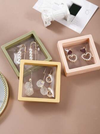 Dopamine Candy Color Anti-Oxidation PE Film Jewelry Storage Box Display Rack, Multi-Functional Storage For Necklaces, Rings, Jewelry, Suitable For Women's Vanity, Drawers, Travel, Jewelry Box