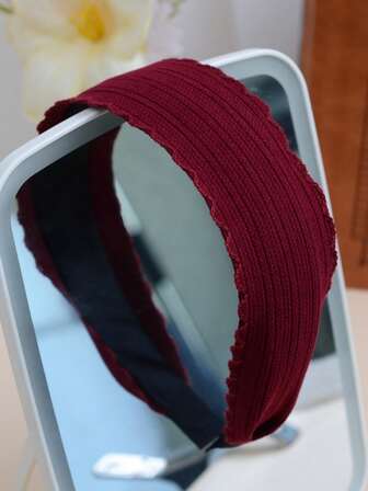 1pc Solid Color Bohemian Faux Knit Headband, Burgundy, New Autumn/Winter Design For Women ,Hair Band ,Diadema ,Hair Hoop