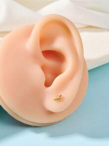 1pc Gold Plated Earring, 20g, Multi-Element Design With Heart, Butterfly, Flower, Star, Cross Shapes, Inlaid Zirconia, Valentine's Day Gift - Gold - View 37