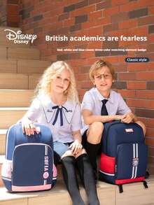 Disney 迪士尼风格英式小学生书包，带脊柱保护，适合1-6年级女生，新款大容量超轻书包，适合开学季使用。