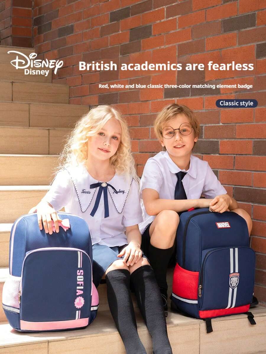Disney 迪士尼风格英式小学生书包，带脊柱保护，适合1-6年级女生，新款大容量超轻书包，适合开学季使用。