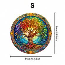 1PC Chakra Tree Of Life Wooden Asymmetric Puzzle, Animal-Shaped 2D Jigsaw Toy For Kids And Adults. Educational Game, Great Gift For Party, Holiday, Christmas And Birthday. Unique Magical Desktop Decor & Creative Wooden Puzzle Present - Multicolor - View 11