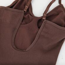Women's Low Back Shapewear Backless Tops Thong Bodysuit Tummy Control Body Shaper - Brown - View 8