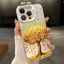 1pcs Golden Coin Tree Phone Case Compatible with Apple Phone 17ProMax 16 15 14 13 12 11ProMax Pro Xs Max XS X 7plus 8plus Galaxy S21 S22 S23 S24 S25 Ultra Antidrop Phone Case Silicone Vintage Light Luxury Style Elegant Stunning Can Be Given To Friends Can Be Given To A Lover - Plateado - Ver 4