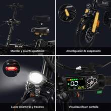Bicicleta Electrica Adultos, E-Bike Plegable de Montaña con Motor de 500W, 3 Amortiguadores, Batería de Litio con Cobre Puro 48V/15Ah, 38KM/H, Rango de 45-55 km, Frenos de Disco Delanteros y Traseros - Rojo - Ver 8