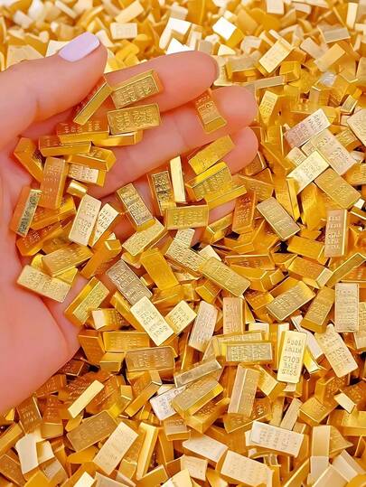 100pcs Mini Fake Gold Bars, Simulated Gold Ingots, Suitable For Treasure Chest Decor, Small Size, Lightweight Yet Realistic Details, Applicable For Pirate Treasure Hunt Party, Movie/Theater Production, Feng Shui Wealth Decor, Lucky Charm, Winter Wonderland Holiday Christmas Tree, Festival Supplies, Home Decor, Indoor & Outdoor Decoration