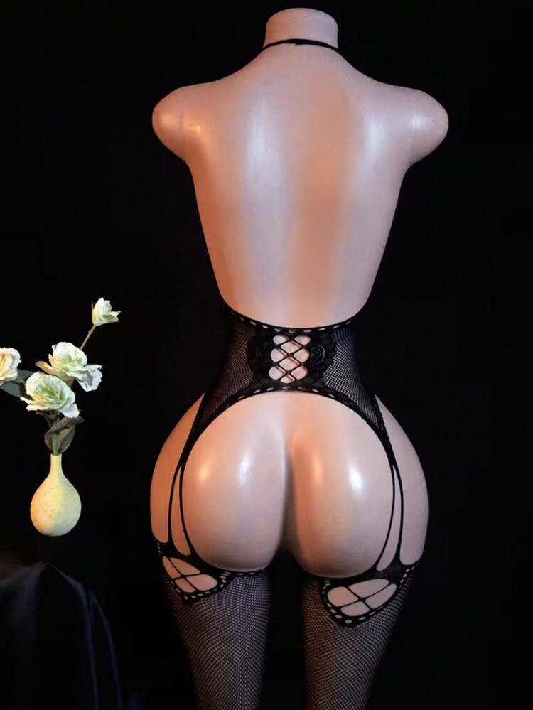 Sexy Mesh Women's Lingerie - Bodysuit, Sexy Underwear, Clubwear - Black - View 2