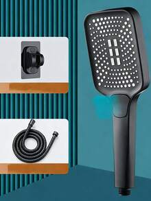 1 pieza Cabezal de ducha cuadrado de alta presión, con grandes orificios de salida de agua, de una sola mano, con alto caudal, rociador de ducha para el hogar, para uso con calentador - Plateado - Ver 11