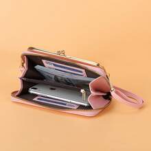 Bolso bandolera de gran capacidad con doble capa para teléfono de mujer - Rojo - Ver 7