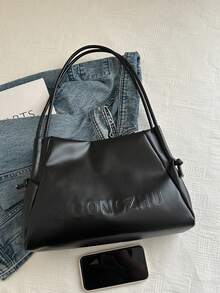 Bolso de hombro minimalista con letra en relieve de unicolor y de moda, bolso de hombro minimalista versátil, adecuado para compras, almacenamiento de carteras, salidas casuales, especialmente adecuado para mujeres jóvenes, estudiantes universitarios, jóvenes profesionales y trabajadores de cuello blanco. También muy adecuado para oficina, universidad, trabajo, negocios, viajes al trabajo, actividades al aire libre, viajes y excursiones.