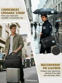 NEWHEY 男士笔记本电脑包 PU 皮革斜挎包 15.6 英寸公文包 复古电脑手提包 商务办公 - 彩色 - 查看 3