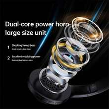 Tai nghe Bluetooth trùm đầu Lenovo - Chơi game, Nghe nhạc, Bass mạnh, Tai nghe chống ồn có thể gập lại dành cho thể thao và giải trí - màu đen - Xem 6
