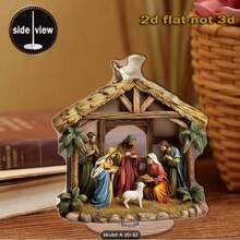 传统圣诞场景亚克力标牌 - 适合家庭、办公室和咖啡厅的桌面耶稣降生装饰 - 耐候波西米亚风格节日装饰品 - 独特的礼物创意 - 彩色 - 查看 14