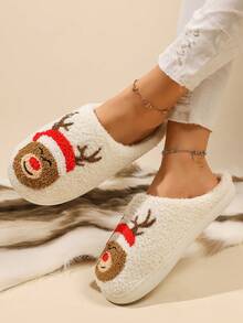 Dép đôi Giáng sinh dễ thương mới với họa tiết tuần lộc, người bánh gừng, ông già Noel, cây thông Noel, kẹo gậy, lót lông mềm mại, đế dày, ấm áp, chống trượt, chất liệu bền chắc. - màu nâu - Xem 7