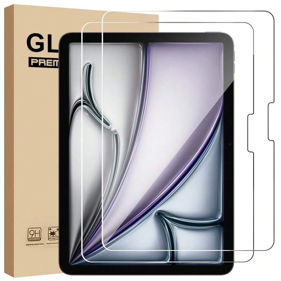 Bộ 2 miếng dán màn hình cường lực độ phân giải cao, tương thích với iPad Air 11" (2024), Pro 11" (2020-2021), thế hệ thứ 10 (10.9"), Air 13" (2024), thế hệ thứ 6 (9.7"), thế hệ thứ 7 (10.2"), Mini 4/5/6 - Trong sáng - Xem 1