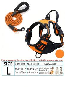 Large/Medium/Small No-Pull Dog Harness & Leash Set With 4 Buckles, Adjustable Padded Vest, Control Handle, And Reflective Night-Visible Design, Suitable For Dogs Of All Sizes - Multicolor - View 26