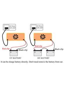 Cargador de batería para coche, 12 V/24 V, cargador inteligente de pulsos, mantenedor de batería con pantalla digital para coche, motocicleta, barco, batería de 12 V/24 V. - Amarillo - Ver 5
